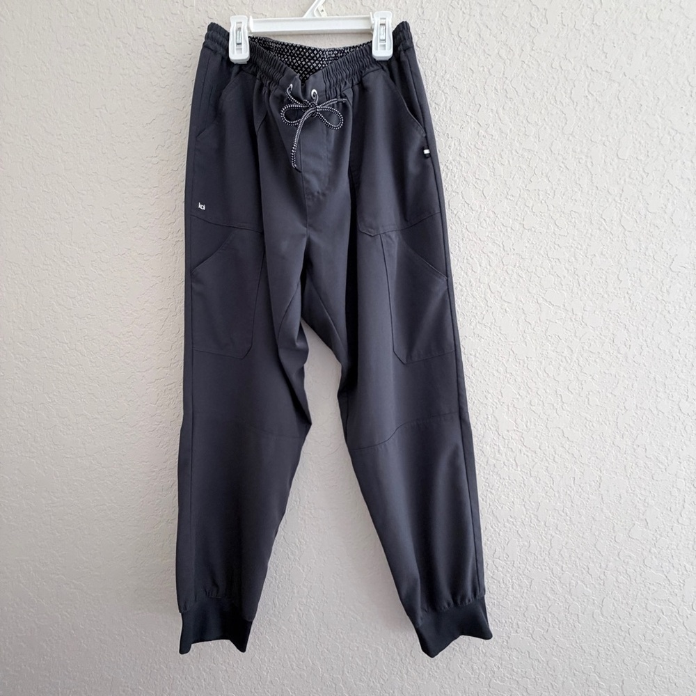 Koi Next Gen Good Vibes Women's Gray Stretch Jogger Scrub Pants Pocket Size L
